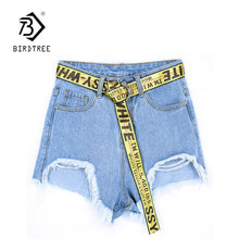 Load image into Gallery viewer, 2018 Ladies Summer Denim Holes Ripped High Waist Irregular Shorts With Belt New Arrival Women Casual Sexy Hots Sales B83916F