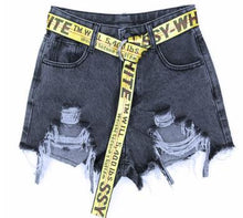 Load image into Gallery viewer, 2018 Ladies Summer Denim Holes Ripped High Waist Irregular Shorts With Belt New Arrival Women Casual Sexy Hots Sales B83916F