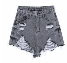 Load image into Gallery viewer, 2018 Ladies Summer Denim Holes Ripped High Waist Irregular Shorts With Belt New Arrival Women Casual Sexy Hots Sales B83916F